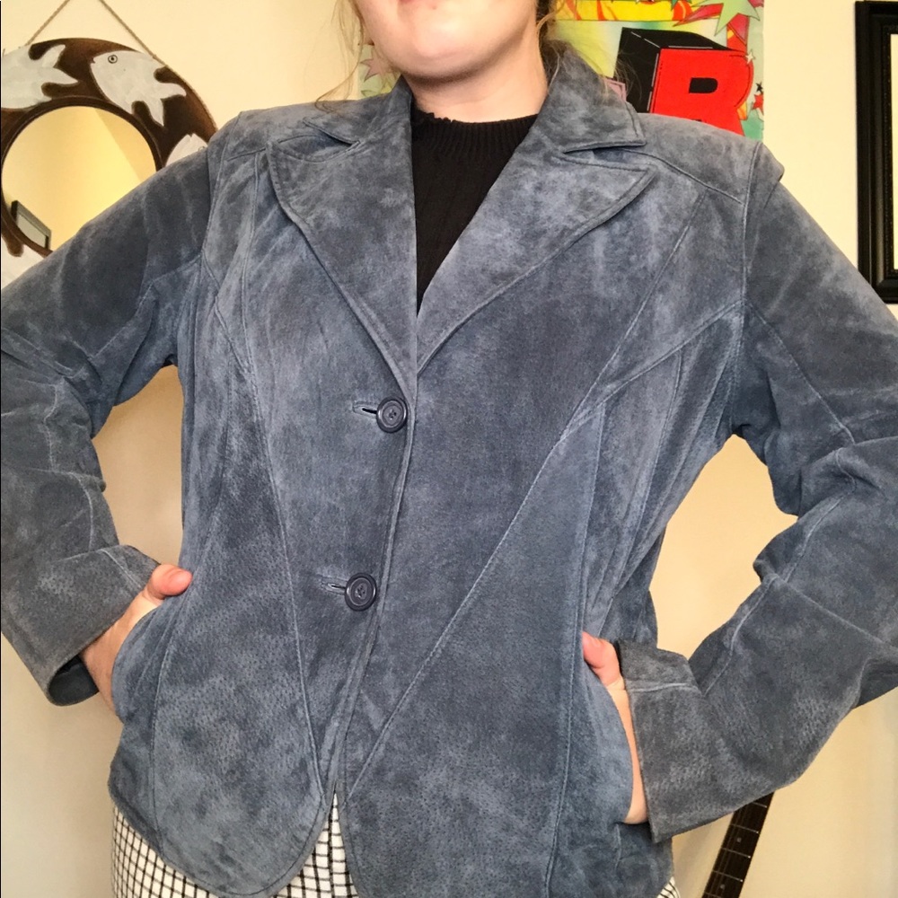 Dusty Blue Siena Suede Jacket